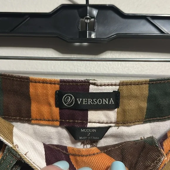 Versona Multicolor Striped Flare Bellbottom Pants Modern Size 2 Festival - Picture 3 of 4